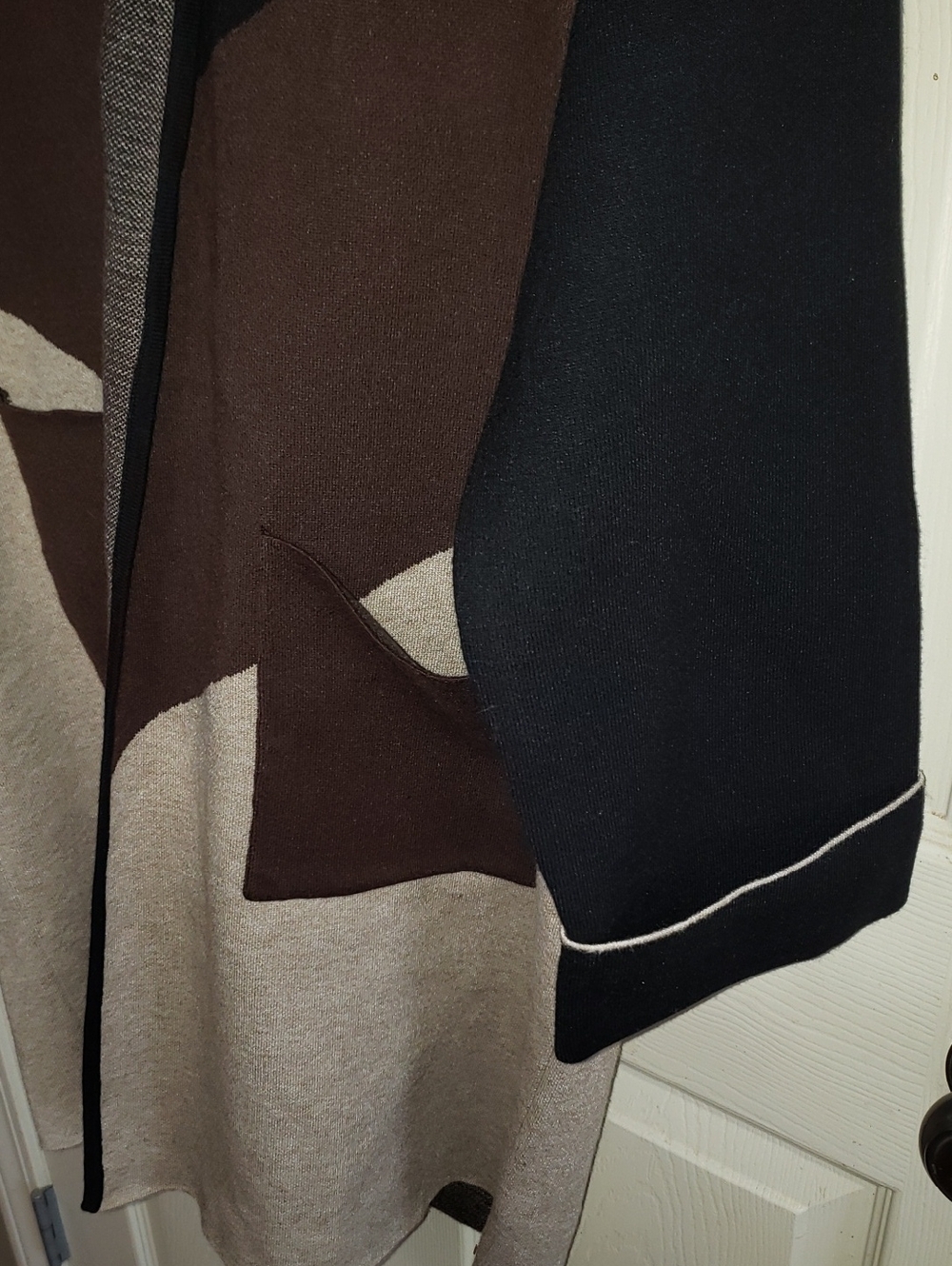 ππ€π DOR DOR COLOR BLOCK CARDIGAN BROWN BLACK TAN SMALL NEW - Picture 7 of 14